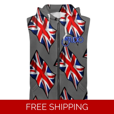 Custom Zipper Sleeveless Hoodie British Flag